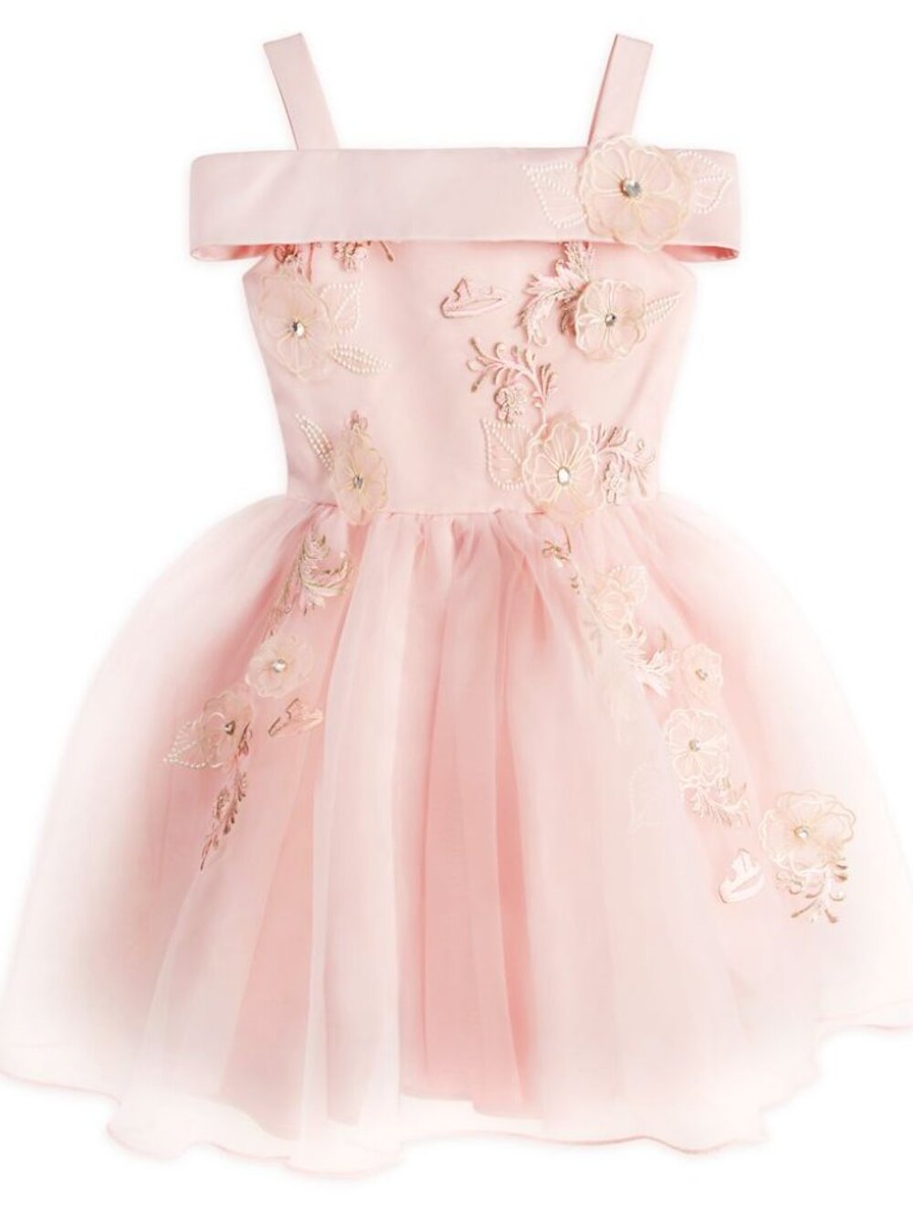 Disney Princess Dress Girls 5/6 Aurora Pink Floral Embroidered Dress